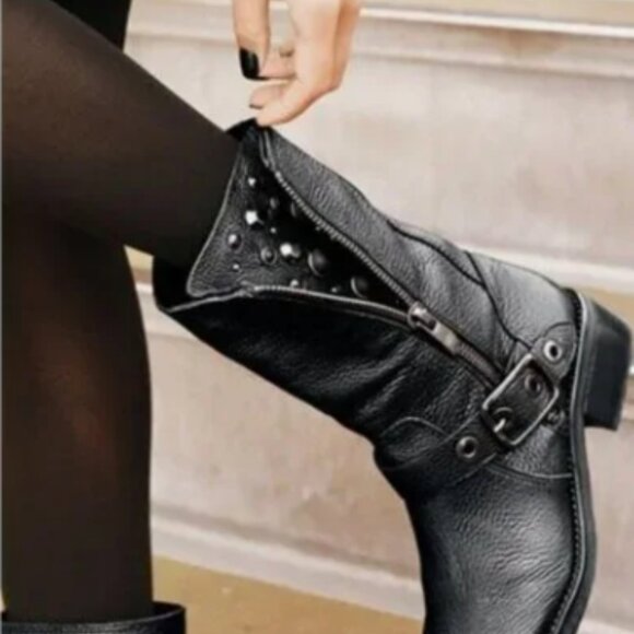 Vince Camuto Walt Brown Studded Leather Moto Boots 7.5 - Picture 1 of 15